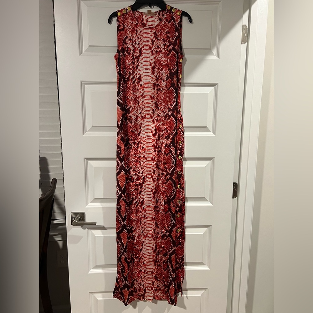 Red Snake Print Maxi Dress